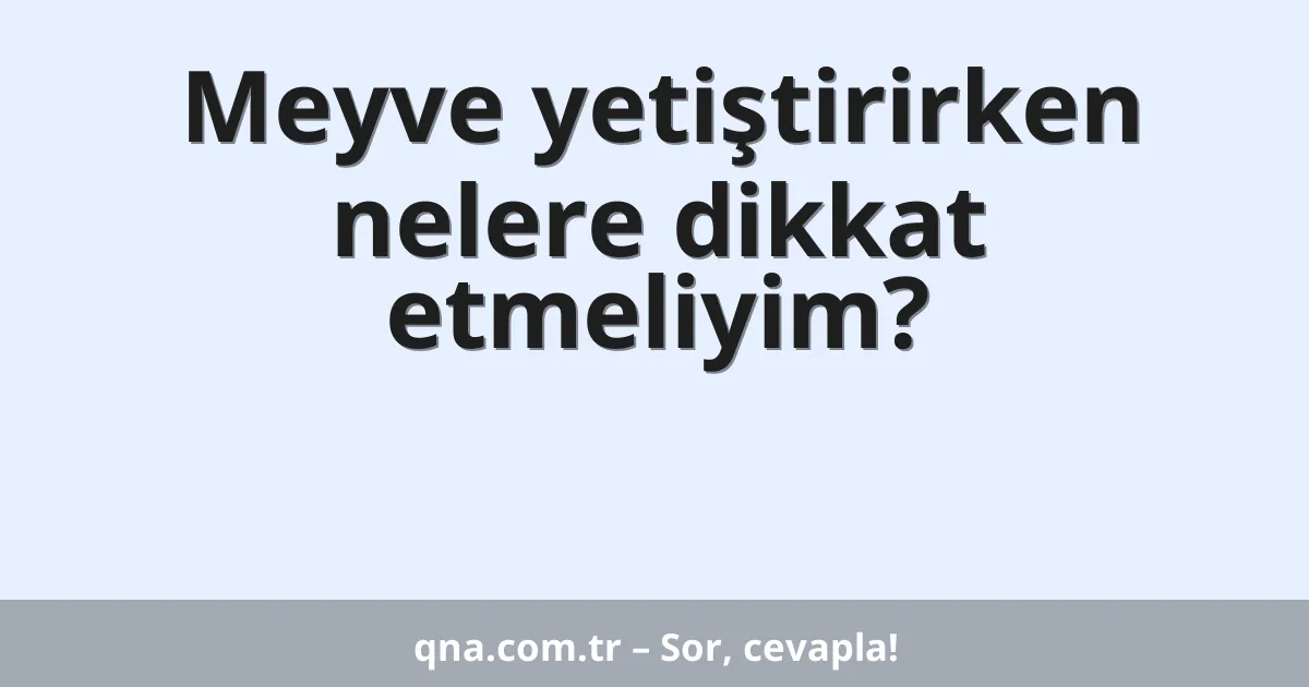 Meyve yetiştirirken nelere dikkat etmeliyim?