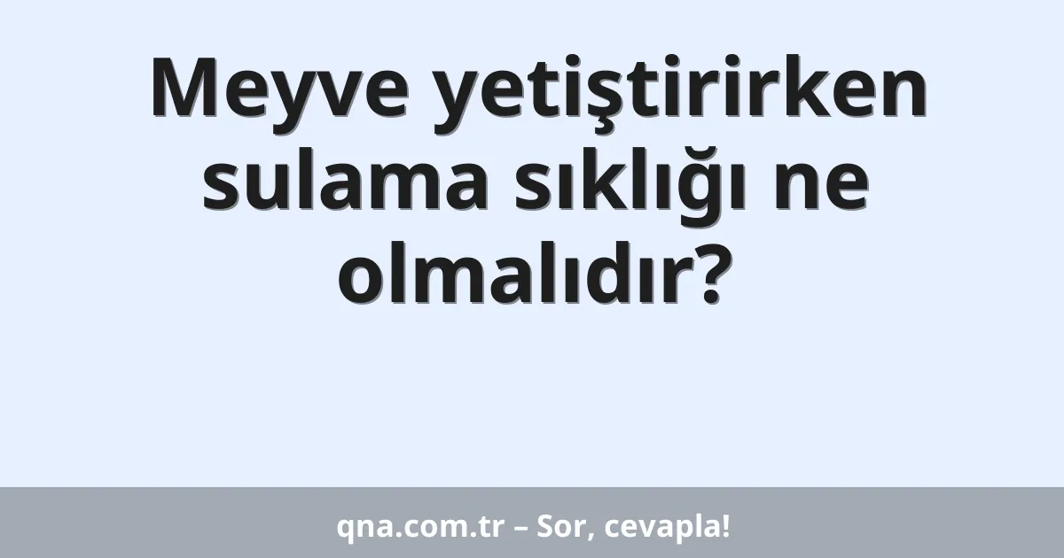 Meyve yetiştirirken sulama sıklığı ne olmalıdır?