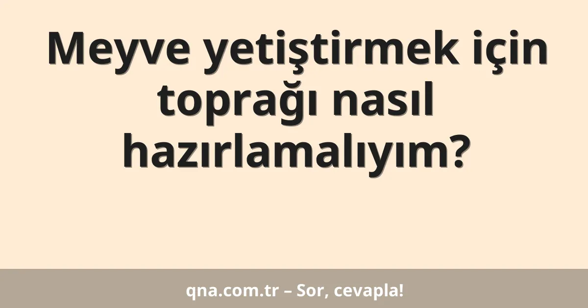 Meyve yetiştirmek için toprağı nasıl hazırlamalıyım?