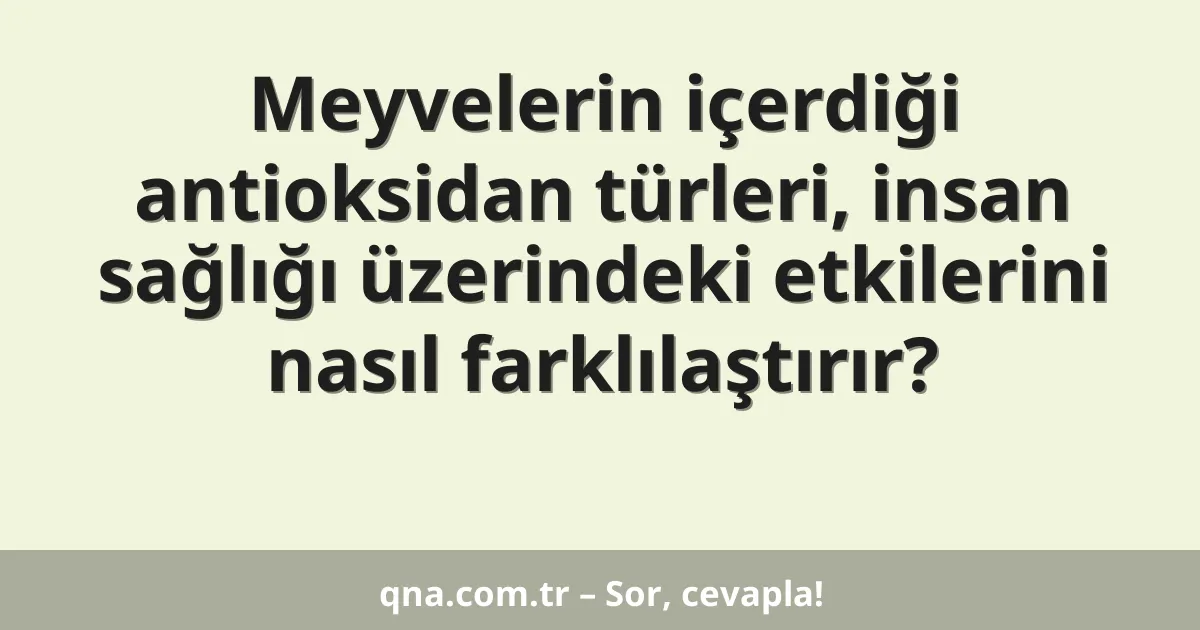 Meyvelerin içerdiği antioksidan türleri, insan sağlığı üzerindeki etkilerini nasıl farklılaştırır?