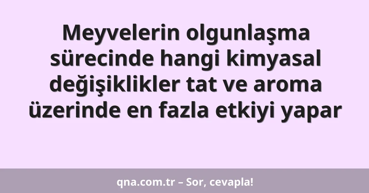 Meyvelerin olgunlaşma sürecinde hangi kimyasal değişiklikler tat ve aroma üzerinde en fazla etkiyi yapar