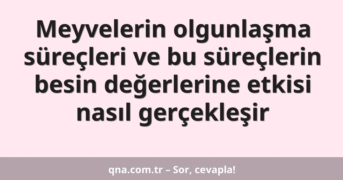 Meyvelerin olgunlaşma süreçleri ve bu süreçlerin besin değerlerine etkisi nasıl gerçekleşir