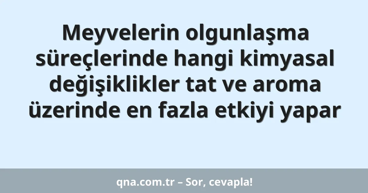 Meyvelerin olgunlaşma süreçlerinde hangi kimyasal değişiklikler tat ve aroma üzerinde en fazla etkiyi yapar