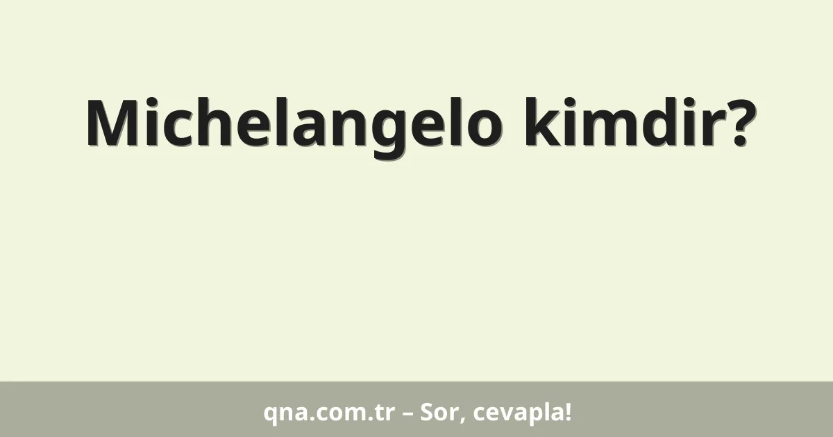 Michelangelo kimdir?