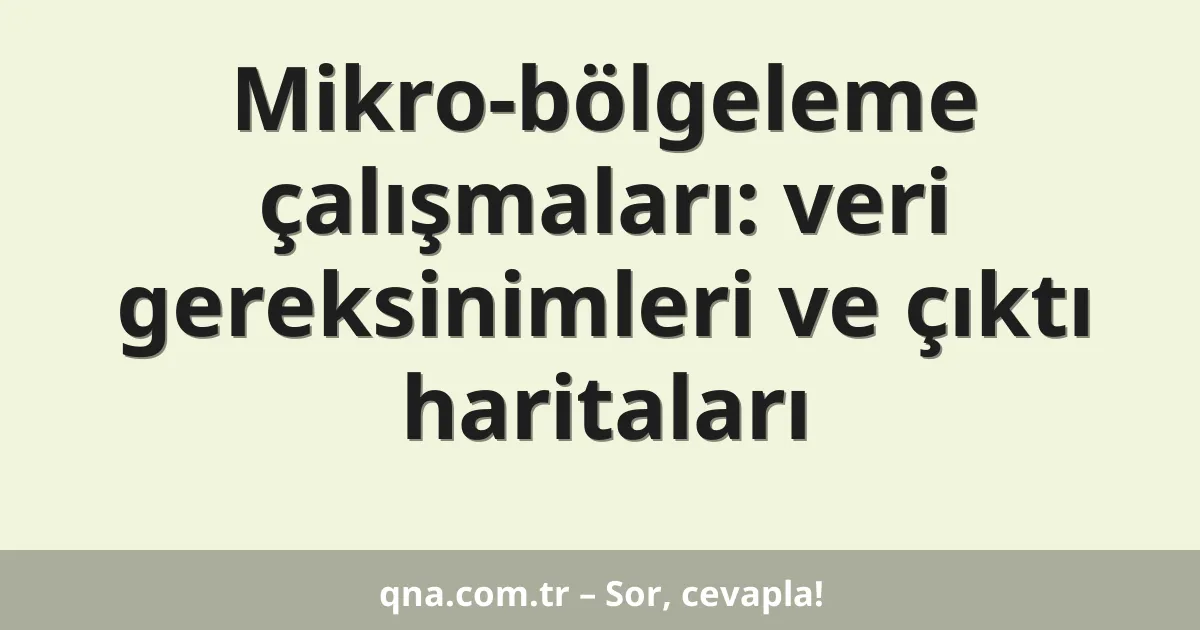 Mikro-bölgeleme çalışmaları: veri gereksinimleri ve çıktı haritaları