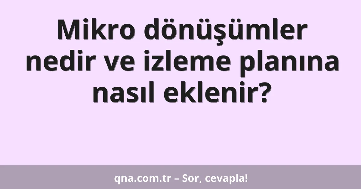 Mikro dönüşümler nedir ve izleme planına nasıl eklenir?