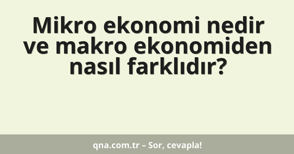 Mikro ekonomi nedir ve makro ekonomiden nasıl farklıdır?