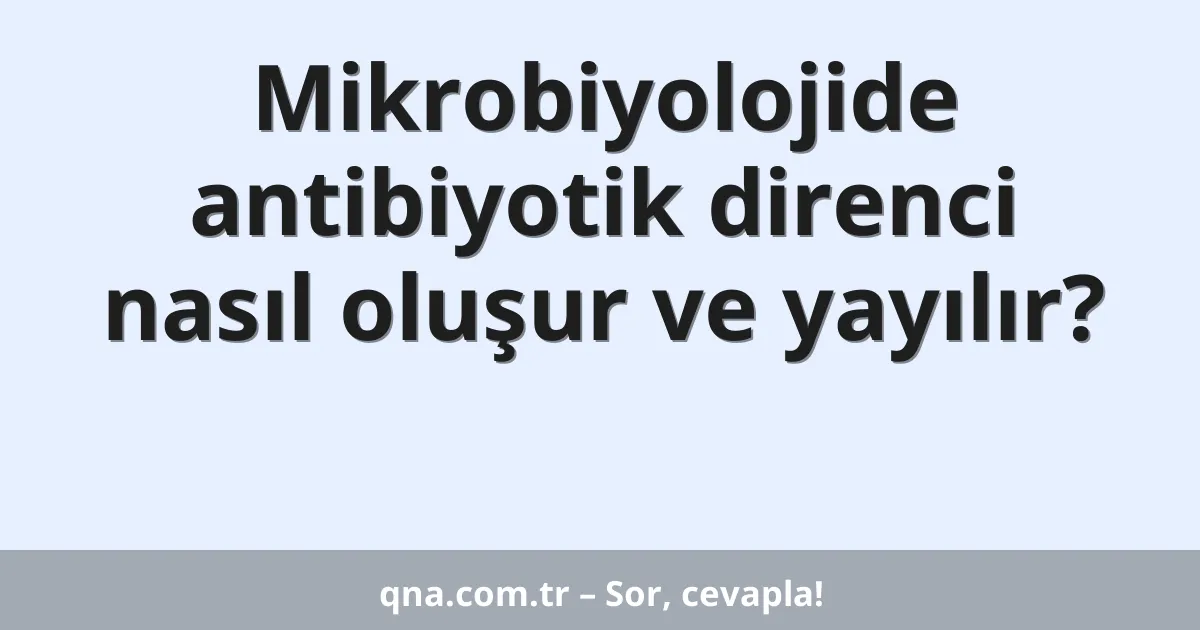 Mikrobiyolojide antibiyotik direnci nasıl oluşur ve yayılır?