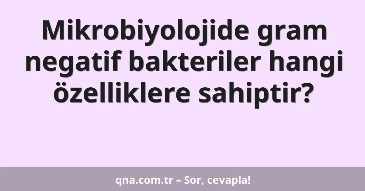 Mikrobiyolojide gram negatif bakteriler hangi özelliklere sahiptir?
