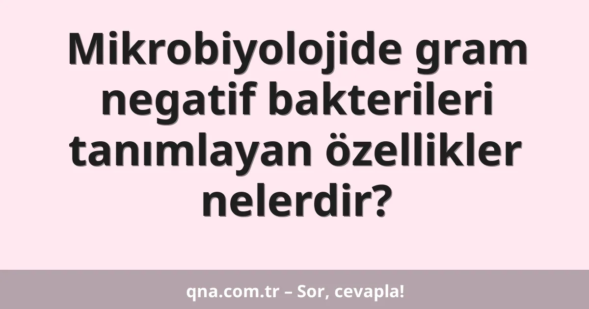 Mikrobiyolojide gram negatif bakterileri tanımlayan özellikler nelerdir?