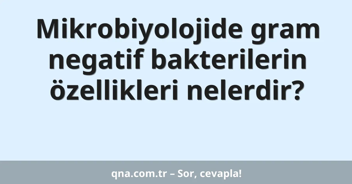 Mikrobiyolojide gram negatif bakterilerin özellikleri nelerdir?