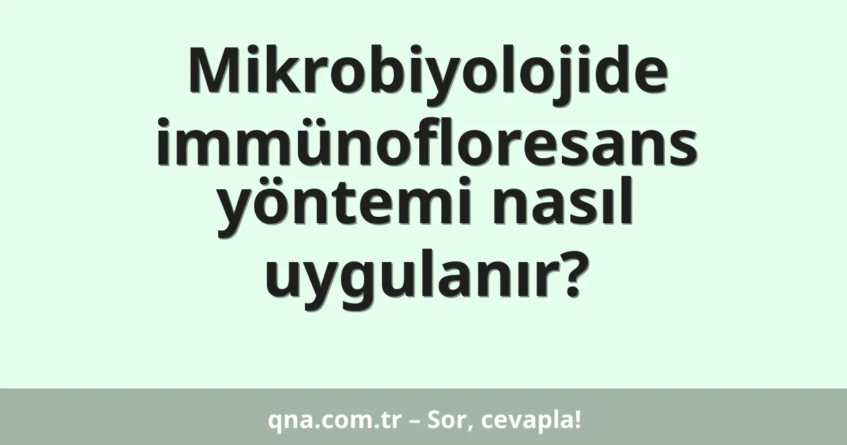Mikrobiyolojide immünofloresans yöntemi nasıl uygulanır?