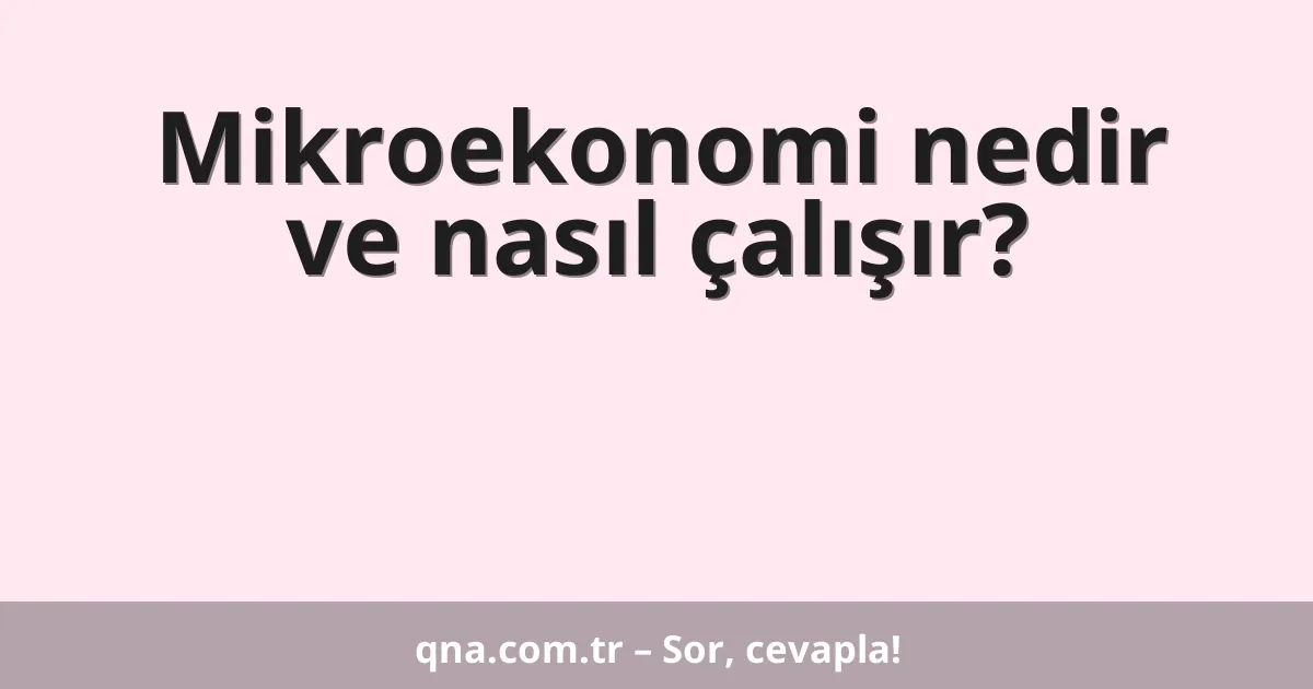 Mikroekonomi nedir ve nasıl çalışır?