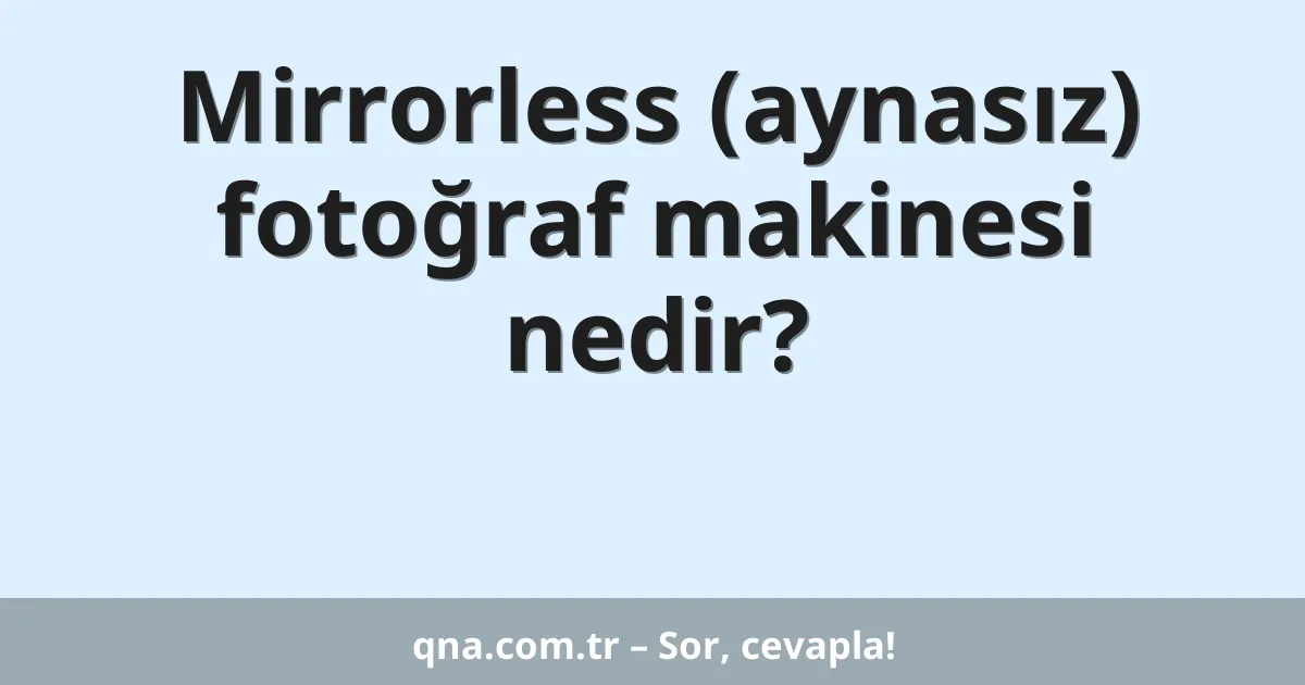 Mirrorless (aynasız) fotoğraf makinesi nedir?