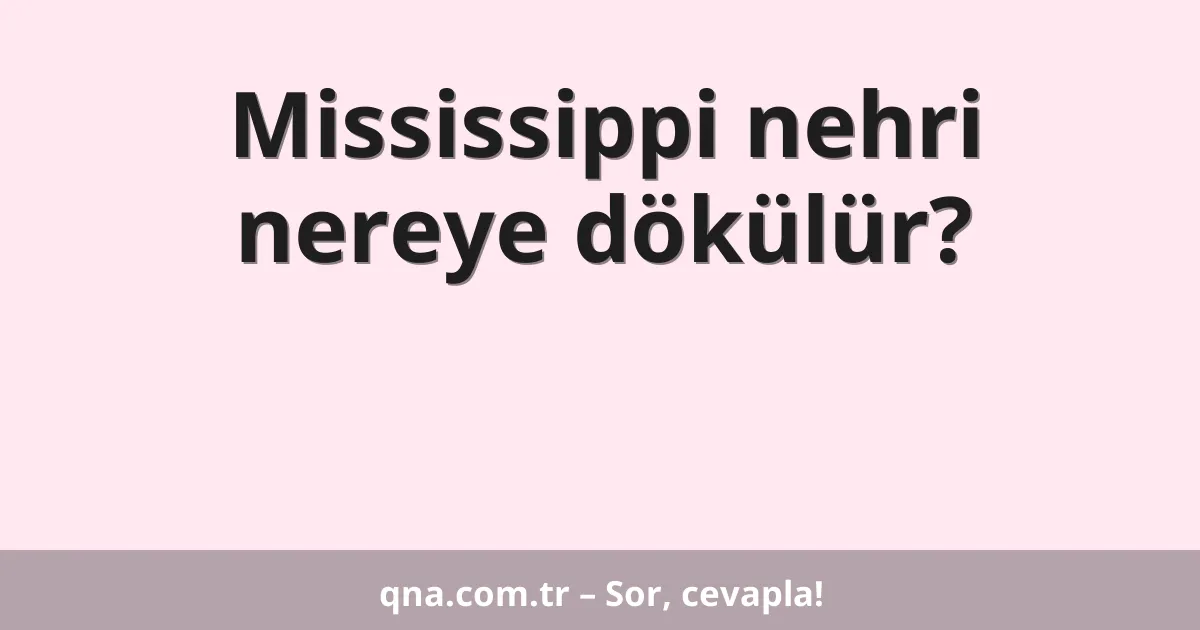 Mississippi nehri nereye dökülür?