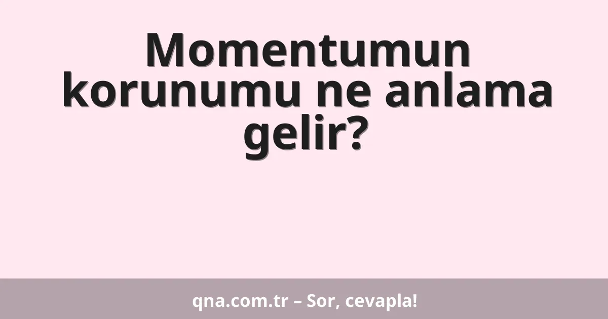 Momentumun korunumu ne anlama gelir?