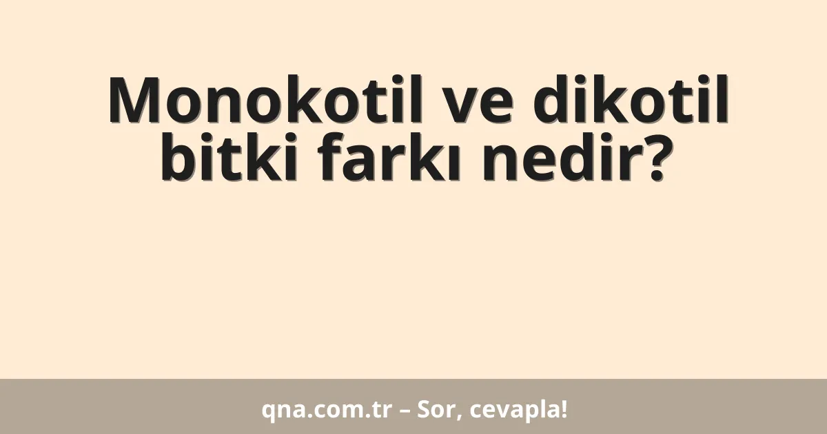 Monokotil ve dikotil bitki farkı nedir?