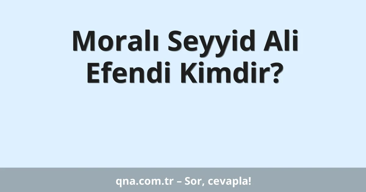 Moralı Seyyid Ali Efendi Kimdir?