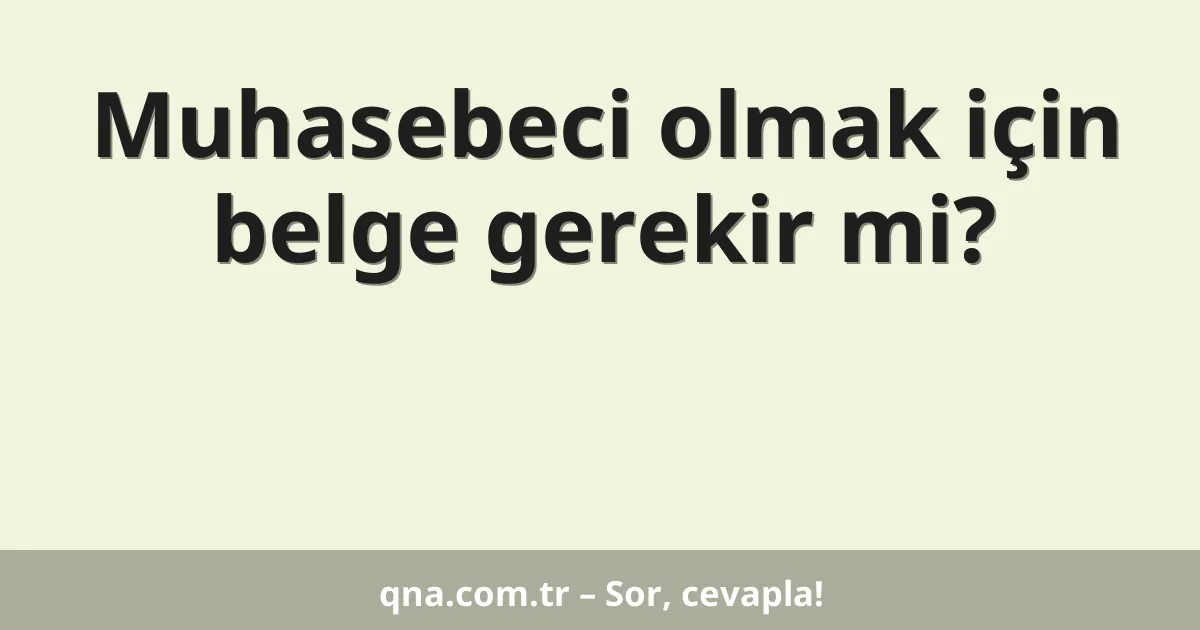 Muhasebeci olmak için belge gerekir mi?