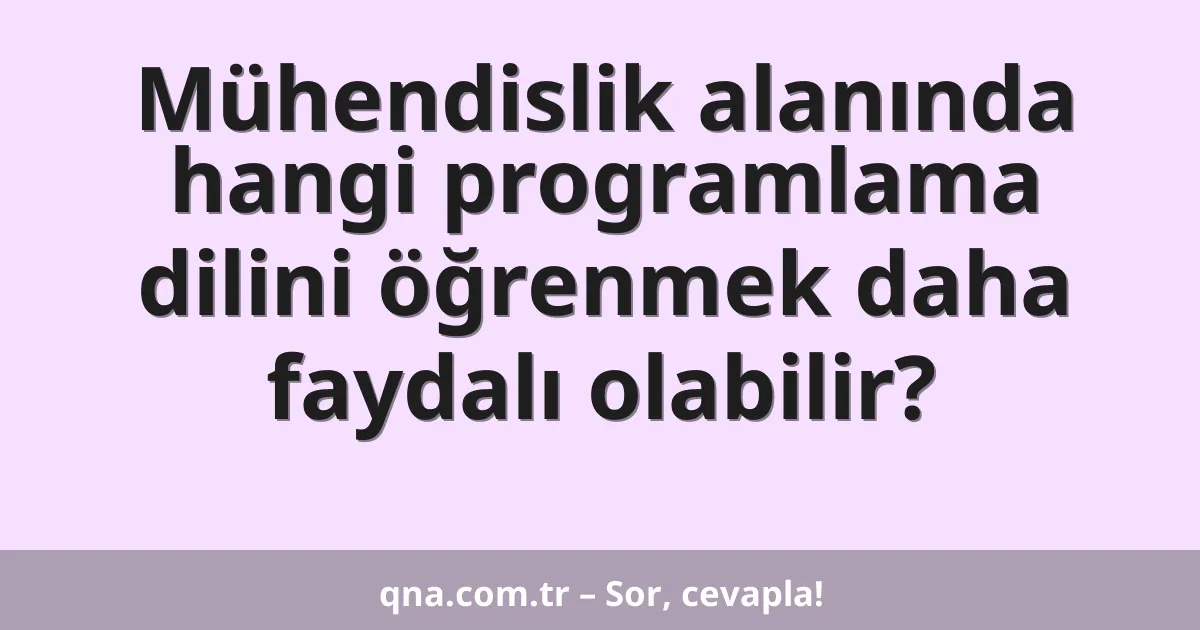 Mühendislik alanında hangi programlama dilini öğrenmek daha faydalı olabilir?
