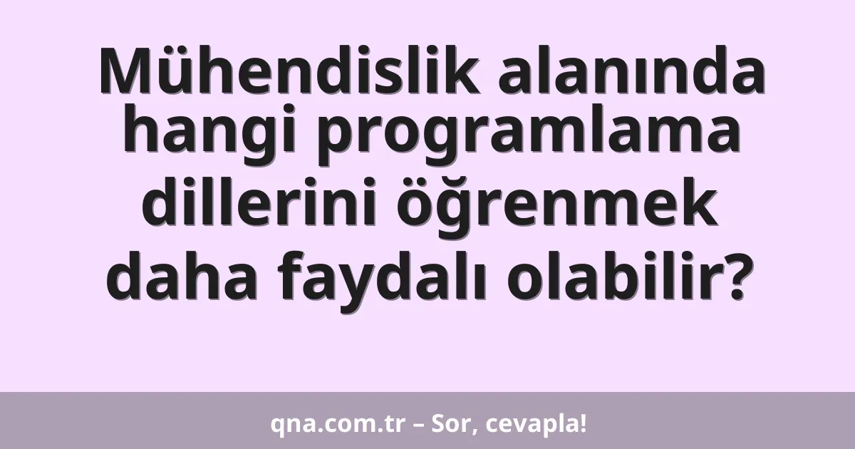Mühendislik alanında hangi programlama dillerini öğrenmek daha faydalı olabilir?