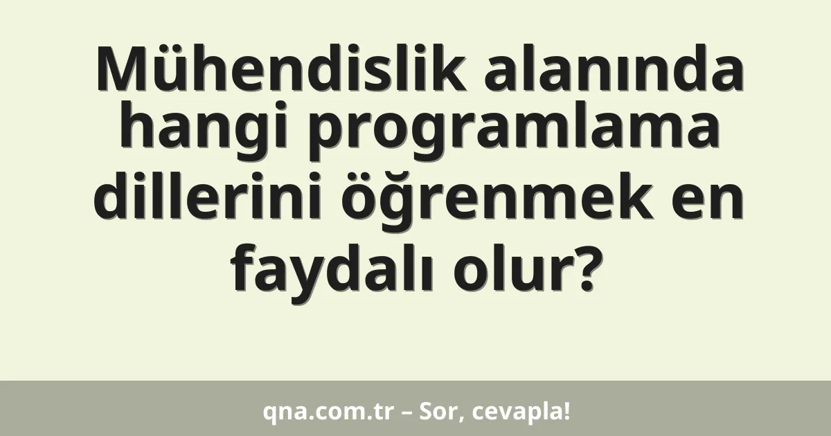 Mühendislik alanında hangi programlama dillerini öğrenmek en faydalı olur?