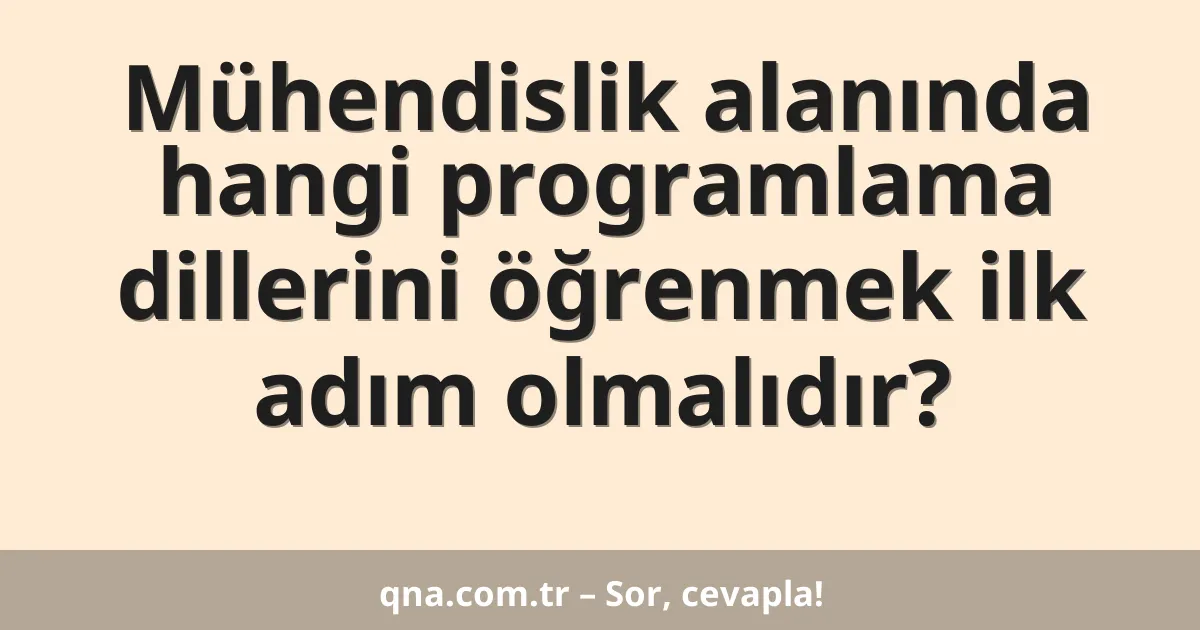 Mühendislik alanında hangi programlama dillerini öğrenmek ilk adım olmalıdır?