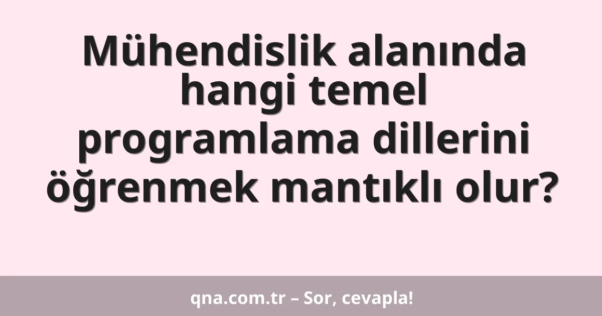 Mühendislik alanında hangi temel programlama dillerini öğrenmek mantıklı olur?