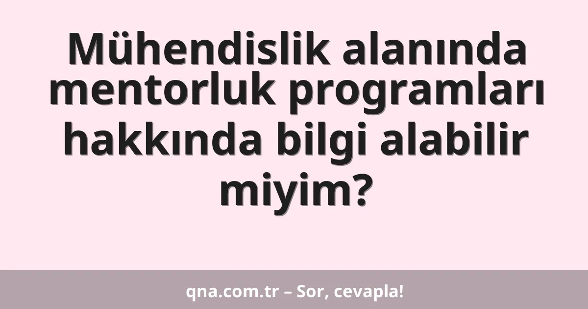Mühendislik alanında mentorluk programları hakkında bilgi alabilir miyim?