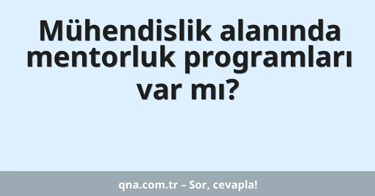 Mühendislik alanında mentorluk programları var mı?