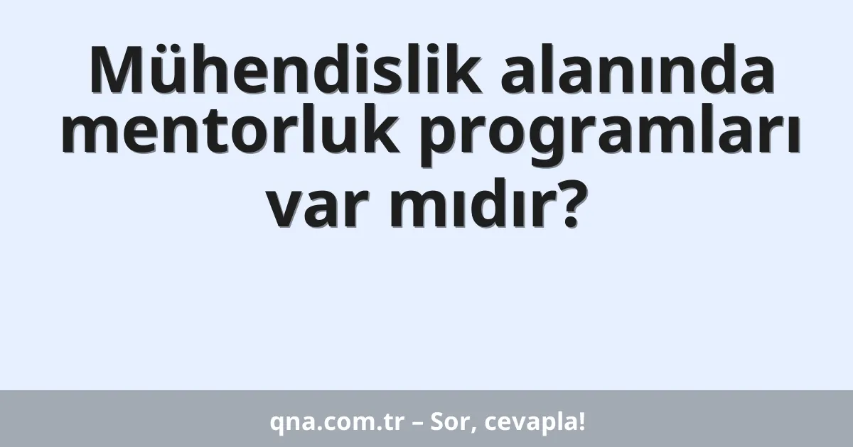 Mühendislik alanında mentorluk programları var mıdır?