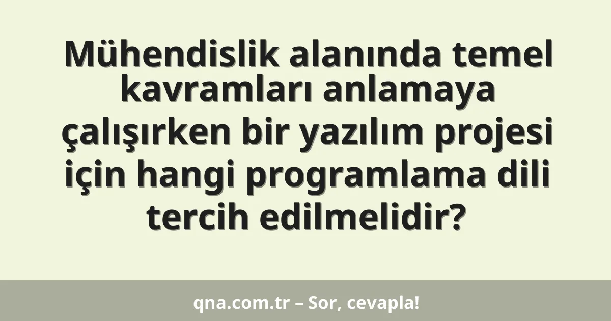 Mühendislik alanında temel kavramları anlamaya çalışırken bir yazılım projesi için hangi programlama dili tercih edilmelidir?