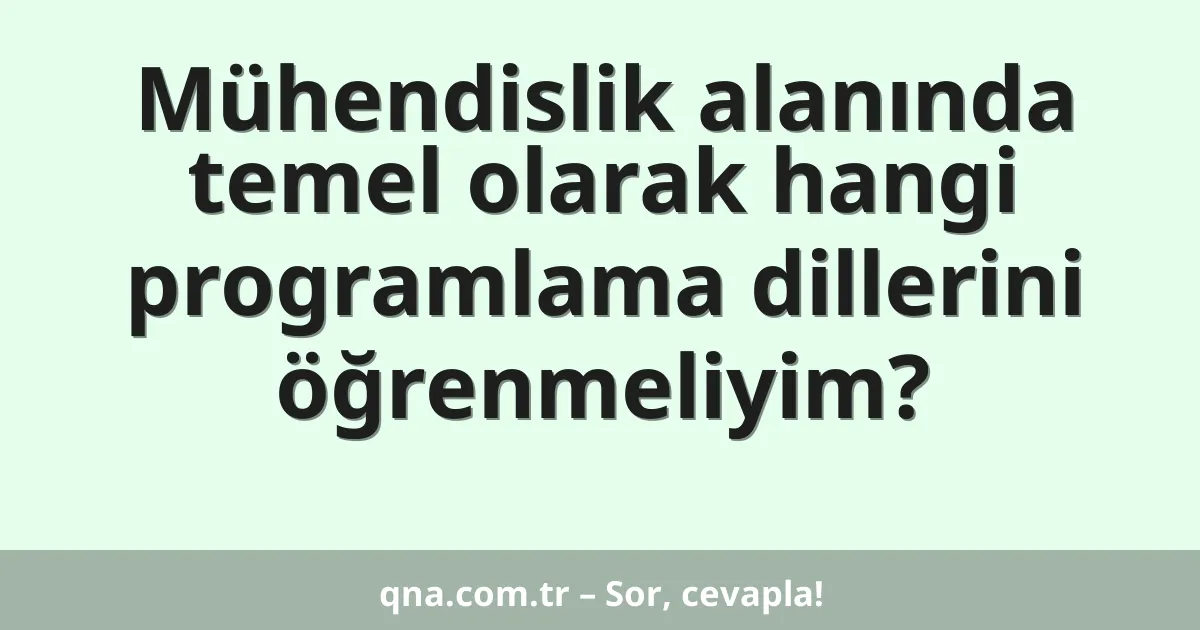 Mühendislik alanında temel olarak hangi programlama dillerini öğrenmeliyim?