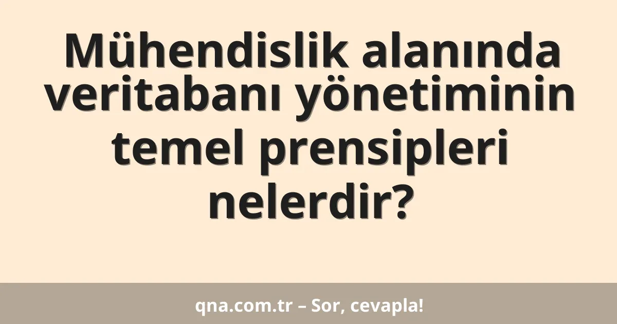 Mühendislik alanında veritabanı yönetiminin temel prensipleri nelerdir?