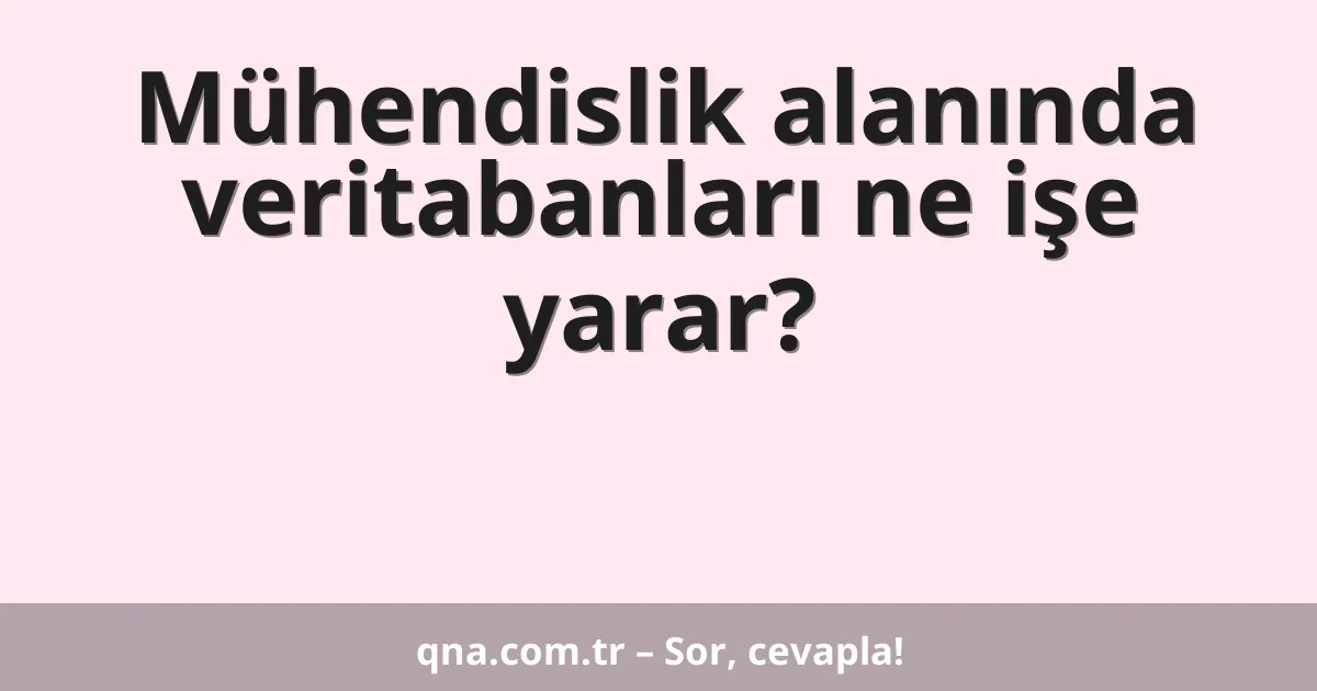 Mühendislik alanında veritabanları ne işe yarar?