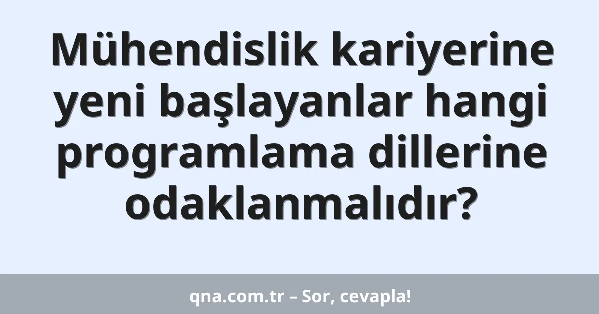 Mühendislik kariyerine yeni başlayanlar hangi programlama dillerine odaklanmalıdır?