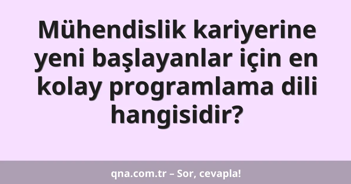 Mühendislik kariyerine yeni başlayanlar için en kolay programlama dili hangisidir?