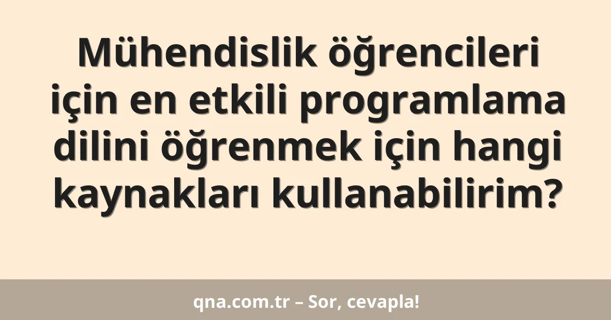 Mühendislik öğrencileri için en etkili programlama dilini öğrenmek için hangi kaynakları kullanabilirim?