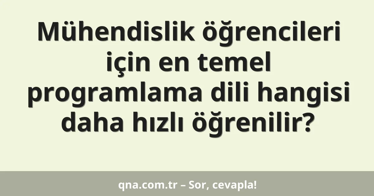 Mühendislik öğrencileri için en temel programlama dili hangisi daha hızlı öğrenilir?