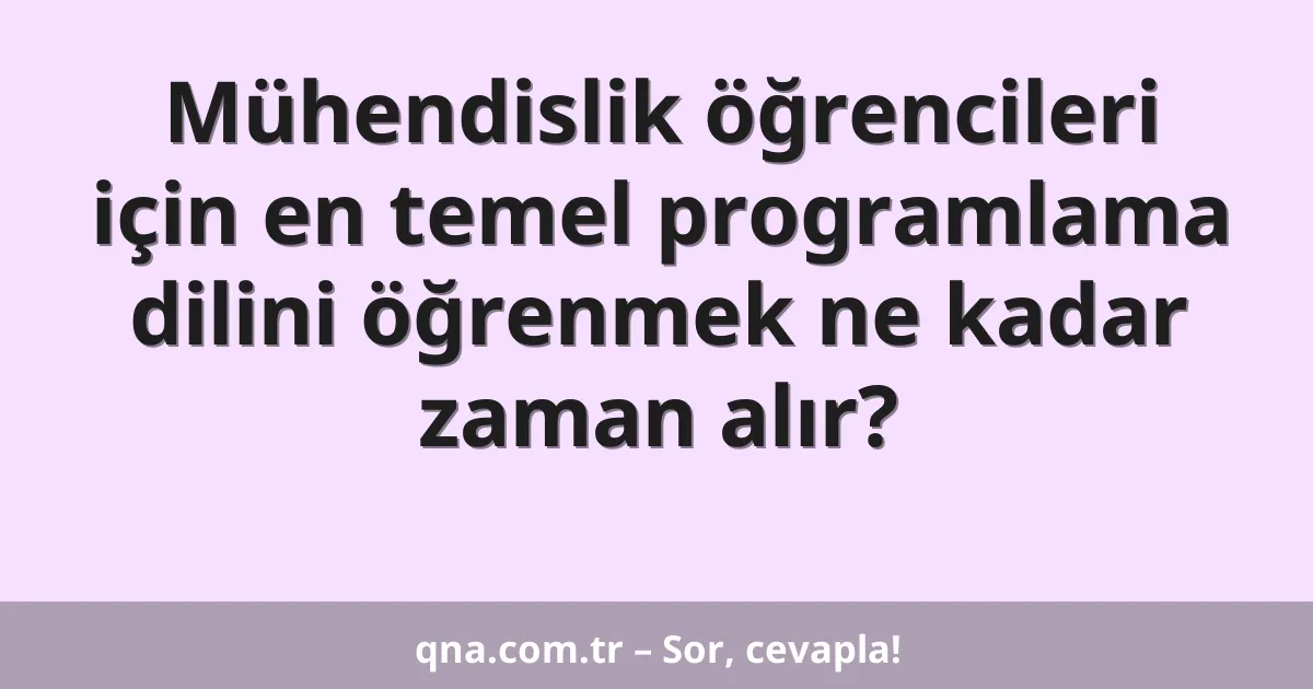 Mühendislik öğrencileri için en temel programlama dilini öğrenmek ne kadar zaman alır?