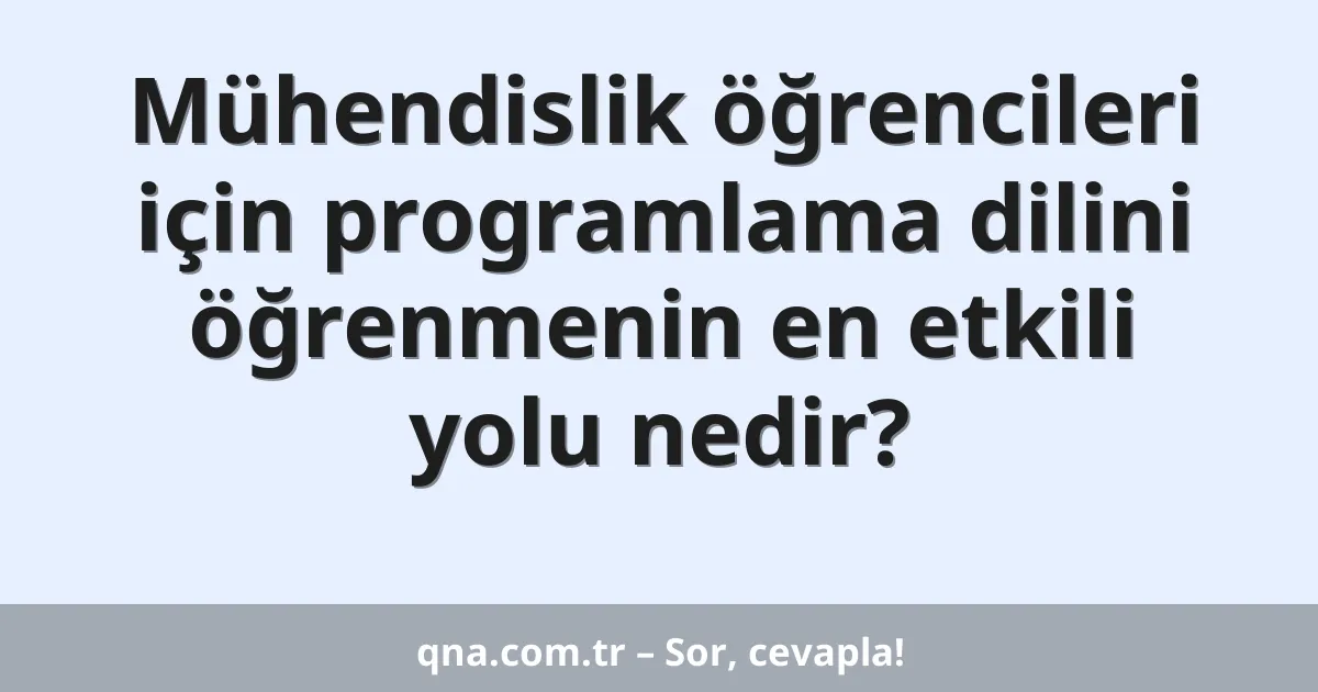 Mühendislik öğrencileri için programlama dilini öğrenmenin en etkili yolu nedir?