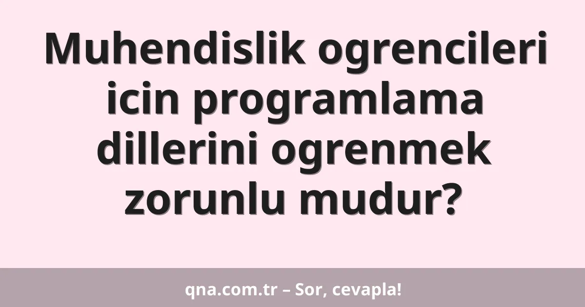 Muhendislik ogrencileri icin programlama dillerini ogrenmek zorunlu mudur?