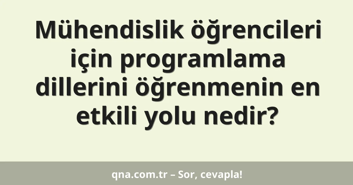 Mühendislik öğrencileri için programlama dillerini öğrenmenin en etkili yolu nedir?