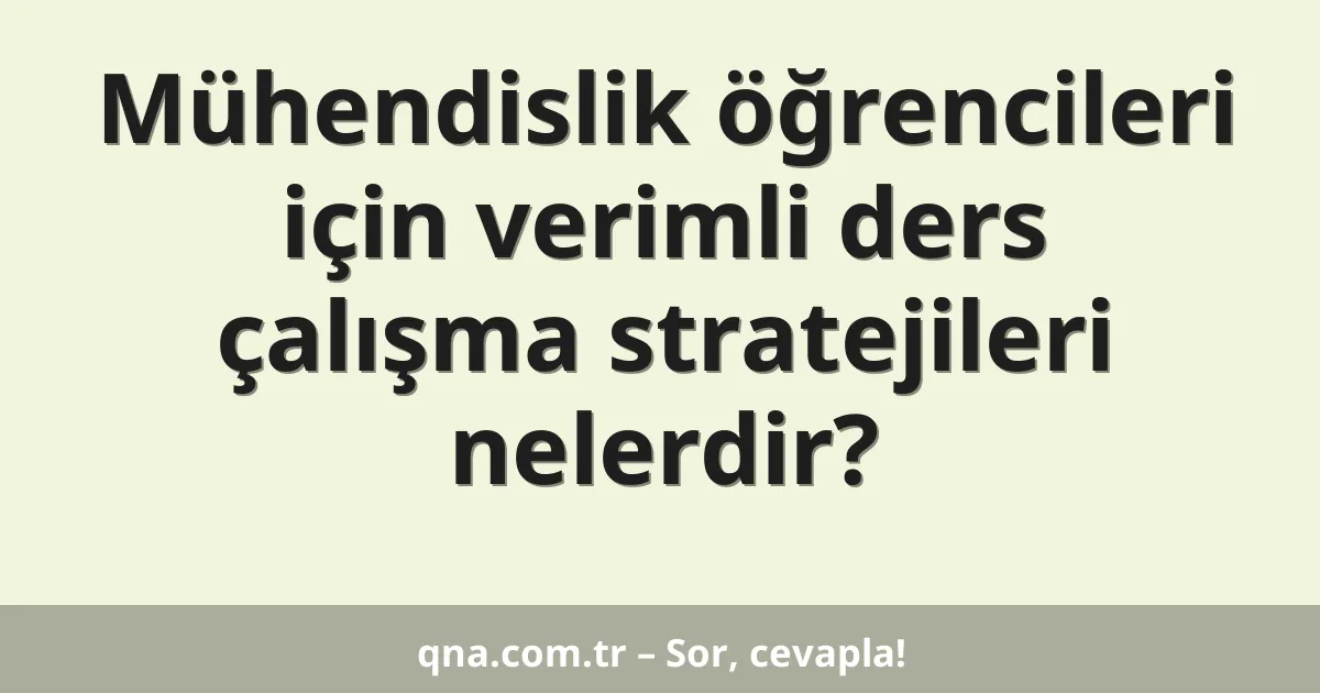 Mühendislik öğrencileri için verimli ders çalışma stratejileri nelerdir?