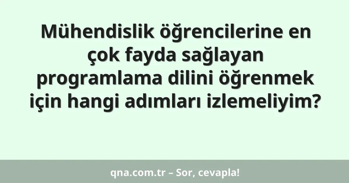 Mühendislik öğrencilerine en çok fayda sağlayan programlama dilini öğrenmek için hangi adımları izlemeliyim?