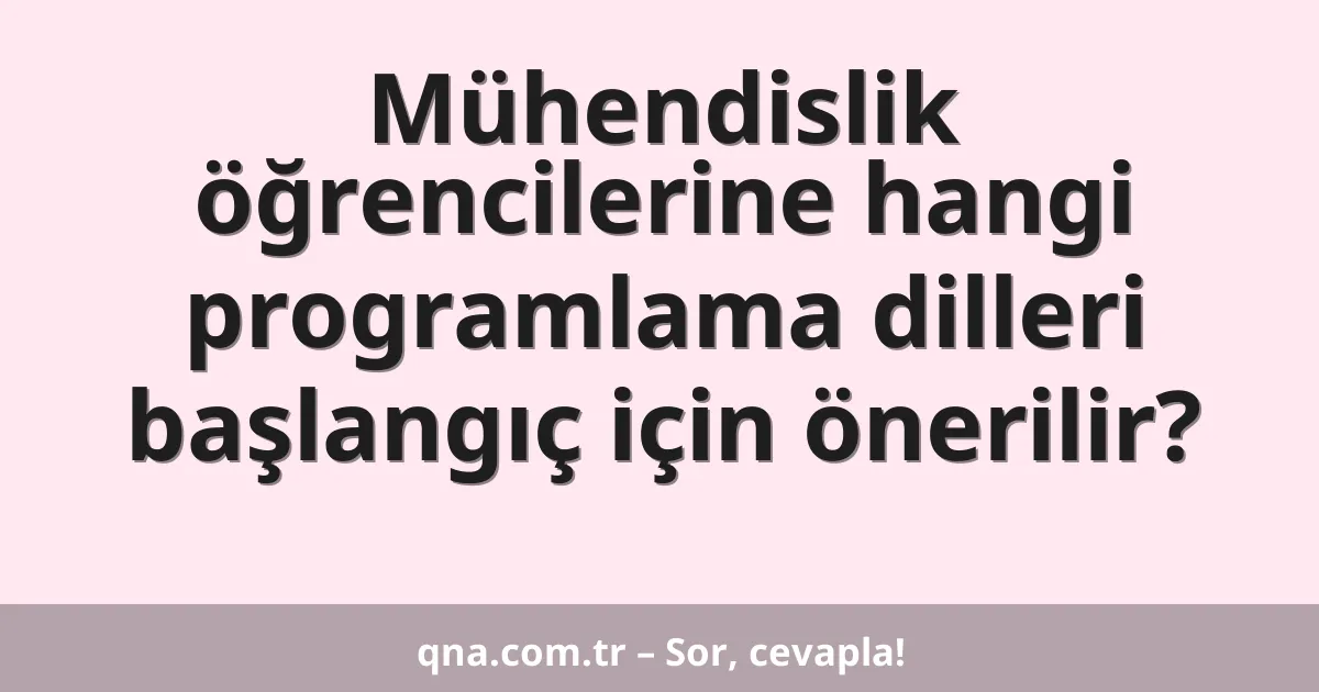 Mühendislik öğrencilerine hangi programlama dilleri başlangıç için önerilir?