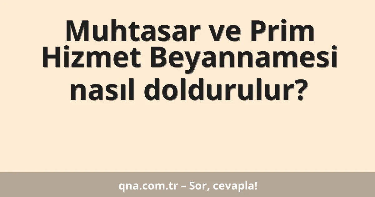 Muhtasar ve Prim Hizmet Beyannamesi nasıl doldurulur?