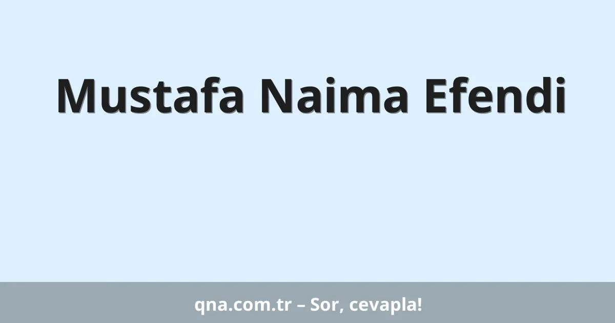 Mustafa Naima Efendi