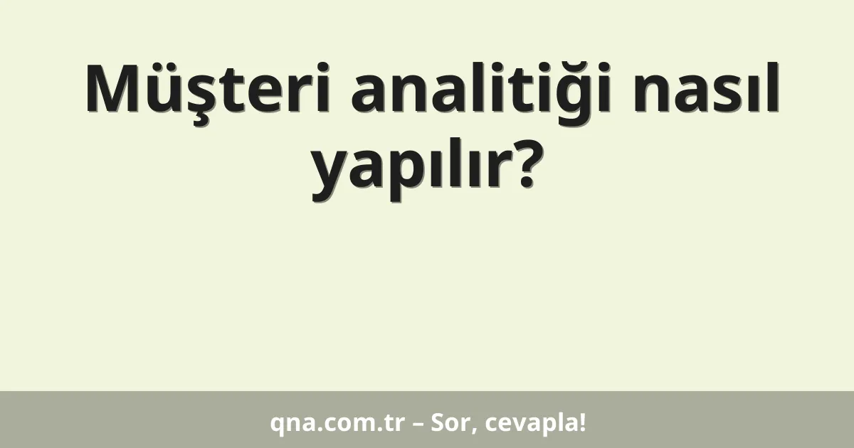 Müşteri analitiği nasıl yapılır?