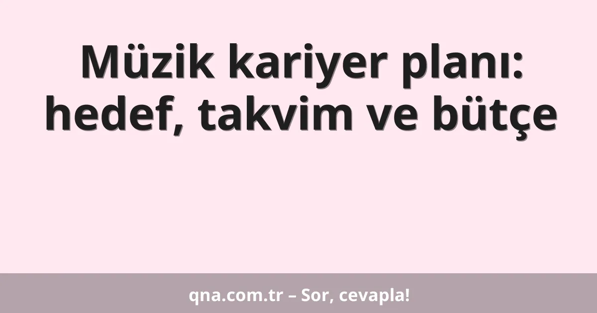 Müzik kariyer planı: hedef, takvim ve bütçe